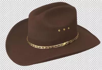 Cowboy hat with gold transparent background 