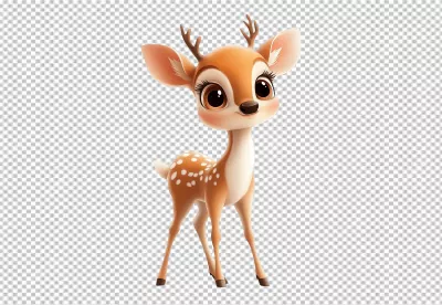 Adorable Cartoon Baby Fawn Character with Big Eyes for Cute Designs image