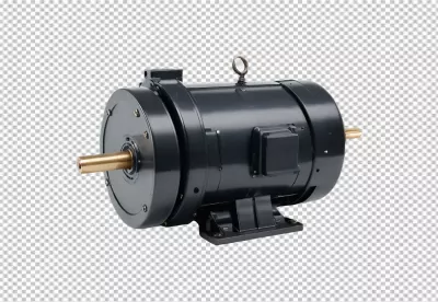 Industrial Electric Motor with Brass Shafts Isolated on White Background image