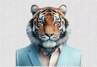 Professional Tiger in Blue Suit PNG for Business Concepts image