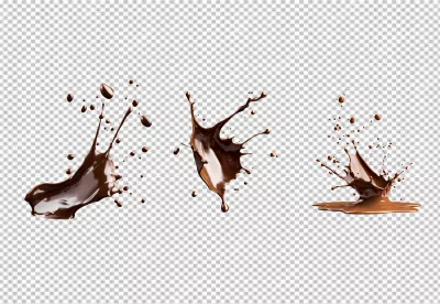 Dynamic Chocolate Splash Collection with Droplets Delicious Sweet Dessert Element PNG image