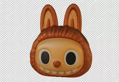 Cute Fluffy Brown Monster Character with Bunny Ears and Playful Grin image