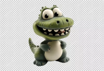 Friendly Cartoon Green Crocodile Character Smiling Wide, Transparent PNG image
