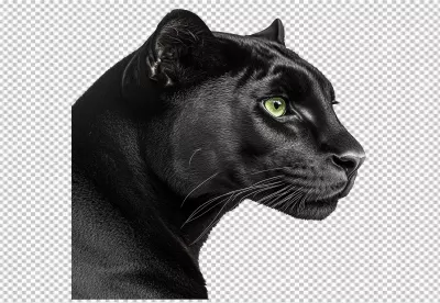 Regal Black Panther Head Profile with Piercing Emerald Eyes image