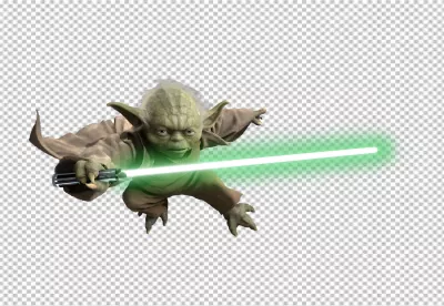 Yoda Wielding Green Lightsaber Action Pose