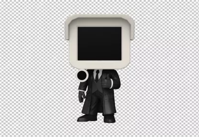 Elegant Monitor Head Character in Formal Black Suit Giving Thumbs Up image