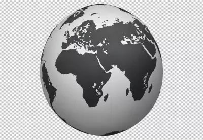 Monochrome Earth Globe Model with Dark Continents on Clean White Background image
