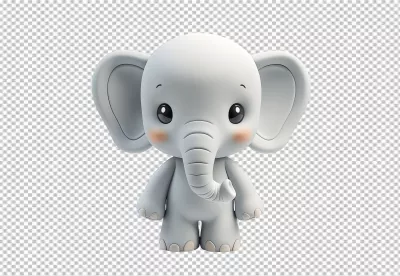 Adorable 3D Rendered Cute Baby Elephant Cartoon Character for Kids' Designs image