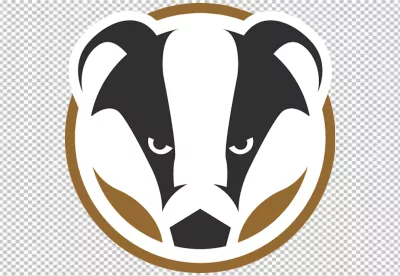 Bold Stylized Badger Head Mascot Logo with Brown Circular Outline image