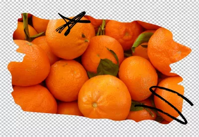 Vibrant Fresh Oranges with Green Leaves and Unique Hand-Drawn Marks image