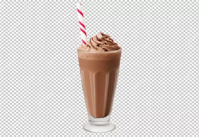 Refreshing Chocolate Milkshake with Whipped Cream and Striped Straw for Summer Dessert image