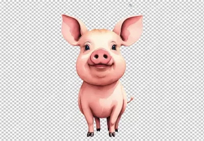 Adorable Cartoon Piglet with a Happy Smile, Charming Farm Animal Character Illustration image