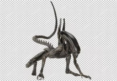 Crouching Xenomorph Action Figure Posed on Four Legs with Raised Tail