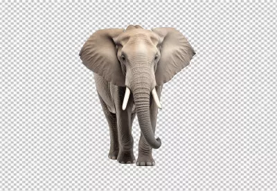Majestic African Elephant Walking Forward Wild Animal Stock PNG Image image
