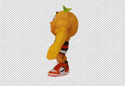 Dynamic 3D Orange Character Mascot in Athletic Sneakers and Shorts image