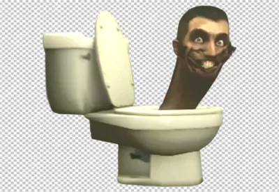 Bizarre Cartoon Man's Head with Exaggerated Smile Emerging From Toilet Vector 1674 image