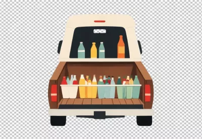 Colorful Assortment of Beverage Bottles in a Classic Pickup Truck Bed Illustration image