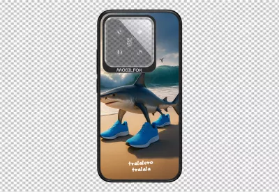 Whimsical Shark in Blue Sneakers Walking on Sandy Beach Phone Screen Design image
