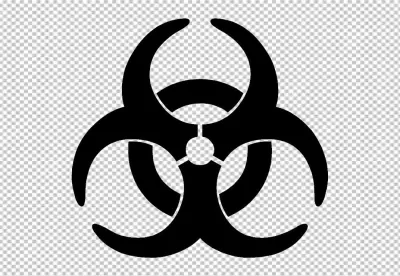 Black biohazard symbol on a white background illustration