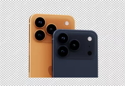 Sleek Orange and Blue Smartphones with Triple Camera Systems and Flash image
