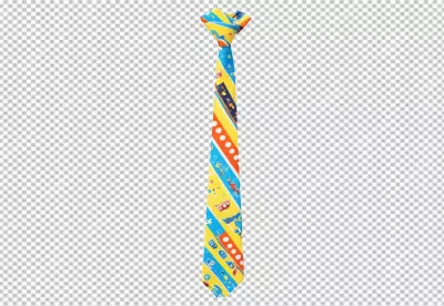 Vibrant Yellow and Blue Children's Pre-Tied Necktie with Playful Car and Stripe Pattern image