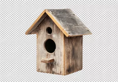 Rustic Wooden Birdhouse PNG for Nature-Themed Designs image