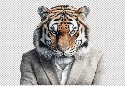 Majestic Tiger in Business Suit Looking Confidently into Camera image