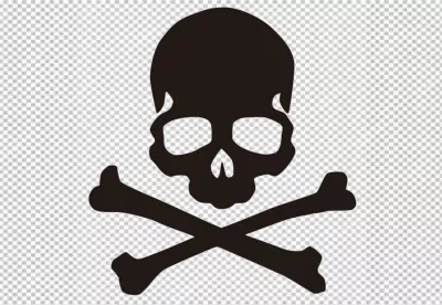 Black Silhouette Skull and Crossbones Symbol or danger symbol