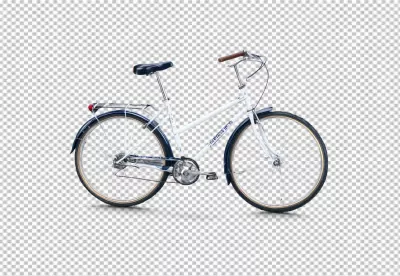 Classic White City Bicycle with Dark Blue Fenders and Rear Rack image