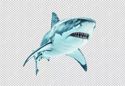 Dynamic Great White Shark Predator with Open Jaws and Sharp Teeth image