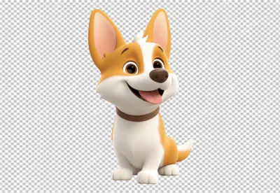 Happy Cartoon Corgi Dog Sitting and Smiling - High-Quality PNG Image Download image