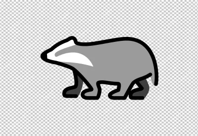 Minimalist Grey Badger Illustration with White Face Stripes on Green Background image