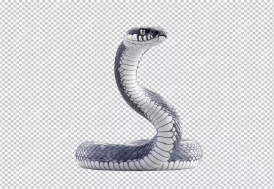 Coiled Black Snake Ready to Strike Realistic 3D Render PNG Cutout image