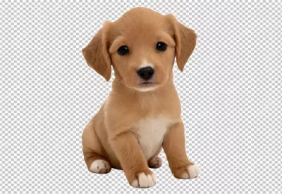 Adorable Brown Puppy with Innocent Eyes Posing on Transparent Background image