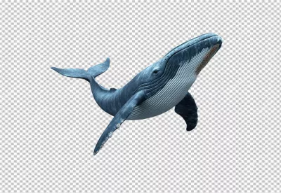 Majestic Blue Whale Swimming Gracefully for Marine Life Designs PNG Cutout image