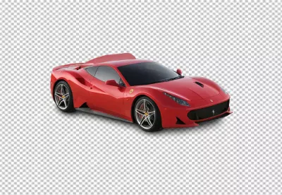 Vibrant Red Ferrari Sports Car Luxurious Automotive Design Isolated on Transparent Background image