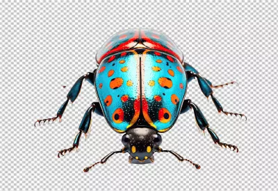 Vibrant Colorful Spotted Beetle PNG Cutout for Wildlife Designs image
