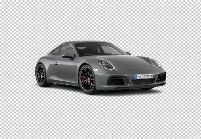 Sleek Grey Porsche 911 Sports Car Isolated on White Background for Luxury Automotive image