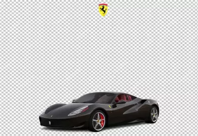 Sleek Dark Gray Ferrari 488 GTB Sports Car with Luxurious Red Interior image