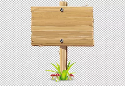 Wooden signpost with grass and mushrooms, ideal for outdoor themes