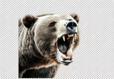 Fierce Brown Bear Roaring Aggressively Wild Animal PNG image