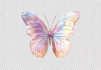 Stunning Iridescent Butterfly PNG: Download High-Quality Holographic Insect Image for Creative Designs image