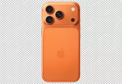 Vibrant Orange iPhone Pro with Advanced Triple Camera Photography image