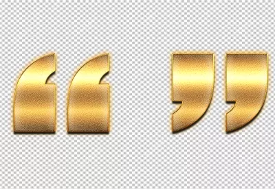 Elegant Gold Quotation Marks on Black Background with Yellow Outline