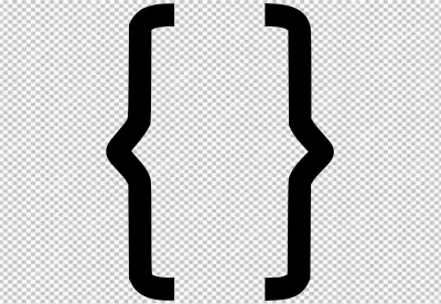 Abstract Curly Braces Symbol on Black Background