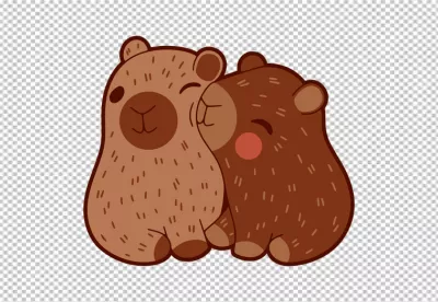 Adorable Cartoon Capybaras Embracing with Affection and Happy Smiles image