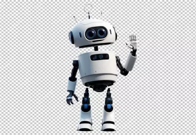 Friendly White Robot Waving Hello, AI Assistant and Service Bot Concept image