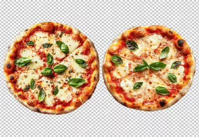 Classic Italian Margherita Pizza with Fresh Basil Leaves image