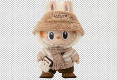 Adorable Fluffy Labubu Monster Collectible Doll in Cozy Winter Attire image
