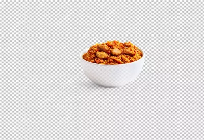Delicious Chicken and Rice Bowl with Savory Browned Chicken Pieces Ready to Serve image